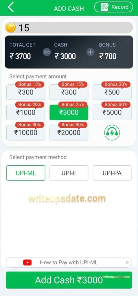 Add money to the Teen Patti Master Bonus app